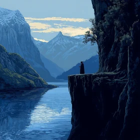 Cliffside Contemplation: A Mountain Vista