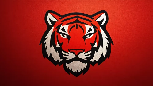 Bold Tiger Emblem on Red