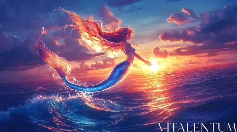 Fantasy Mermaid with Wings AI Image