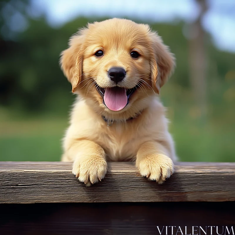 Cute Golden Retriever Puppy Playing AI Image