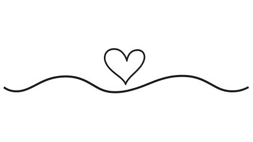 Heart and Wave Line Art