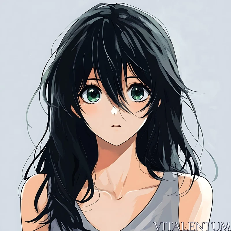 Illustrative Portrait of an Anime Girl AI Image