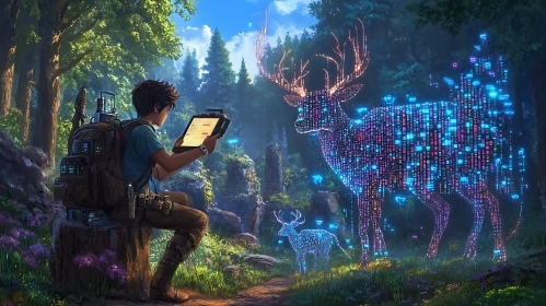 Glowing Deer and Forest Observer