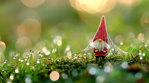 Red-Hatted Gnome with Spiderweb