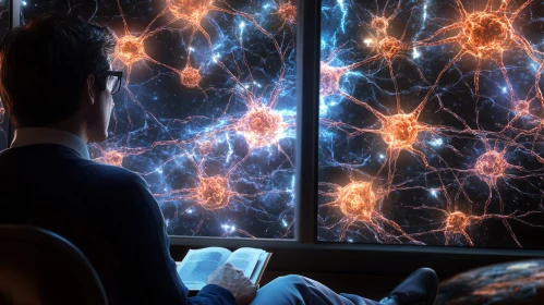 Man Reading with Neuron Display