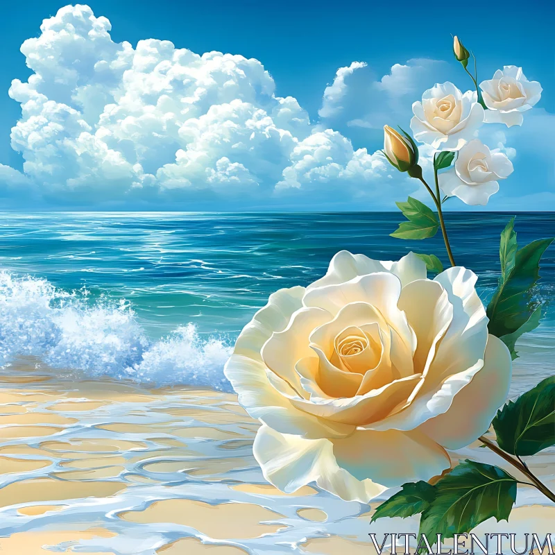 AI ART Coastal Rose Dream