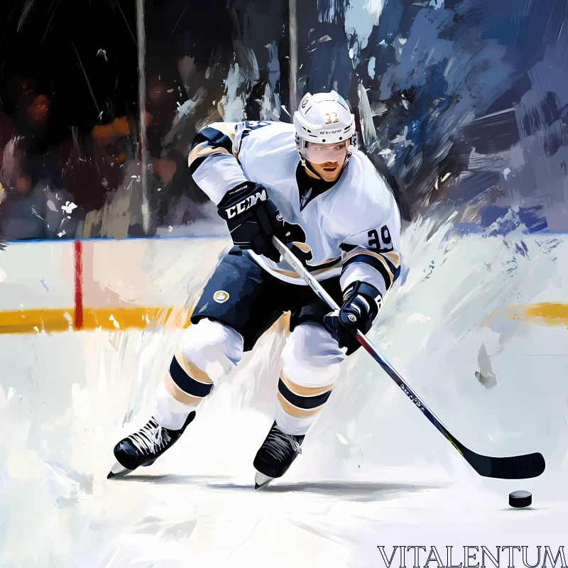 Dynamic Ice Hockey Player in Action on the Rink AI Image