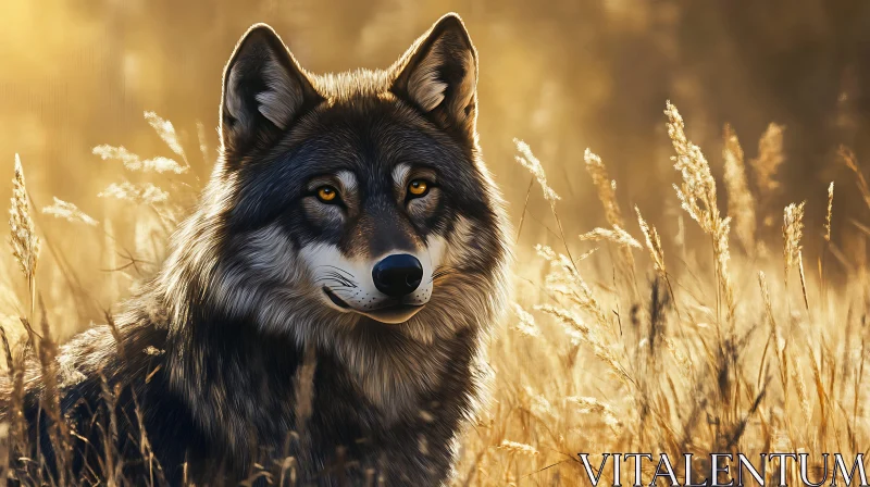 Portrait of a Wolf in Nature AI Image