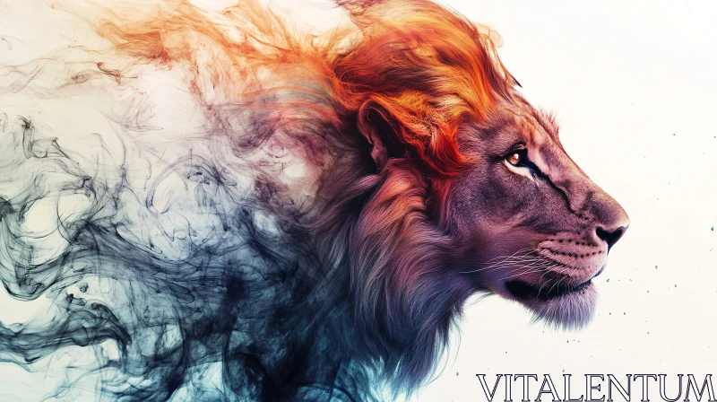 AI ART Lion Portrait with Smoke Effect