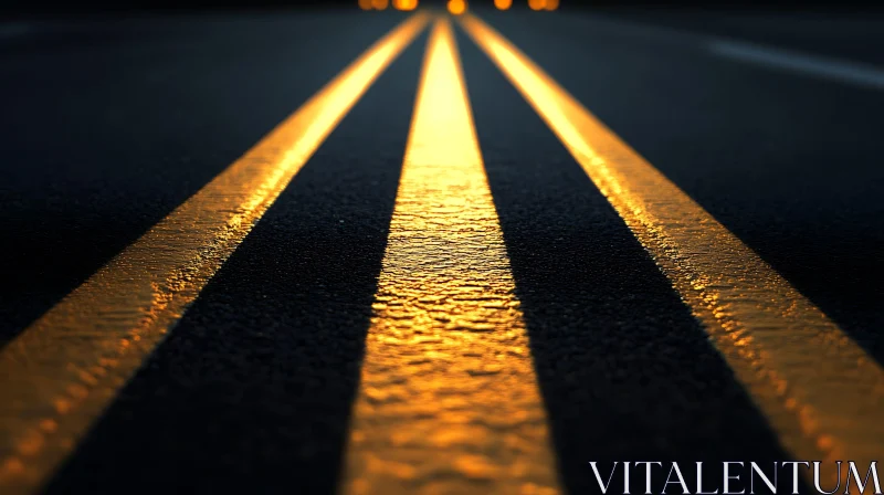 Abstract Asphalt Road with Yellow Lines AI Image