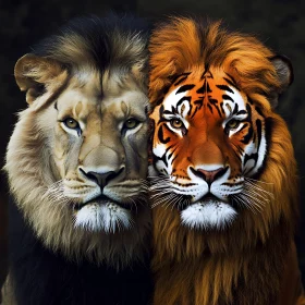 Dual Majesty: Lion and Tiger Fusion