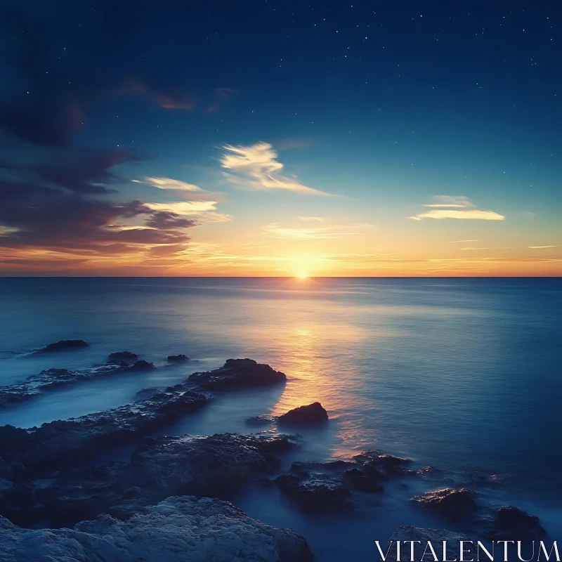 AI ART Peaceful Sunset Over the Ocean