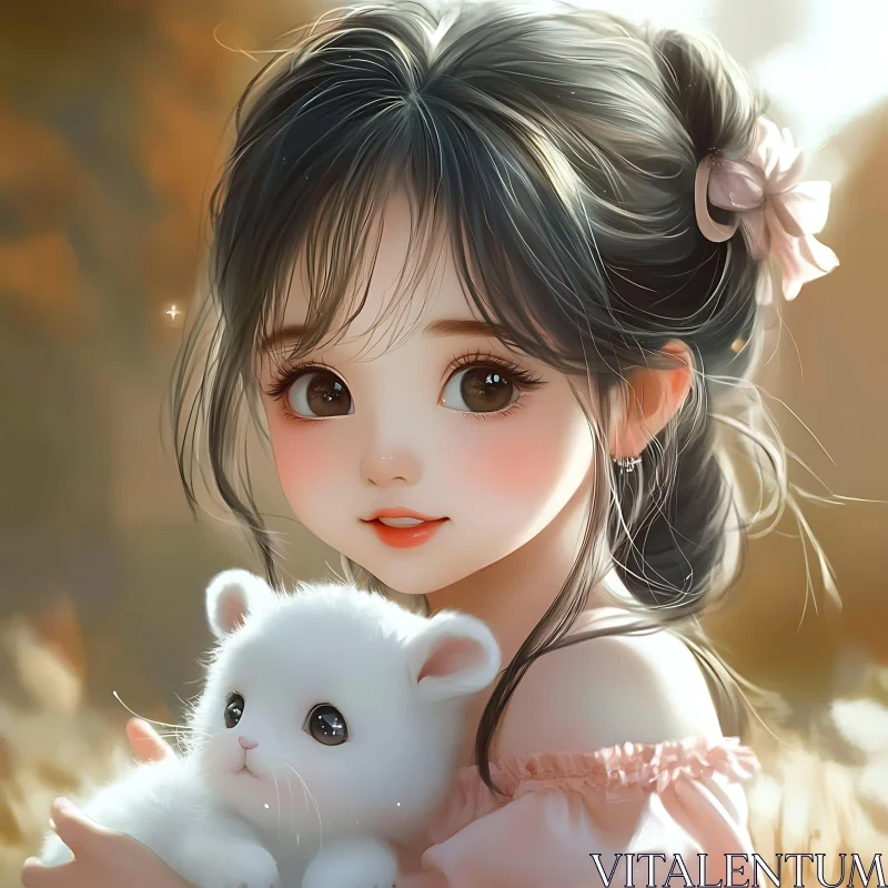 Charming Anime Style Girl Portrait AI Image