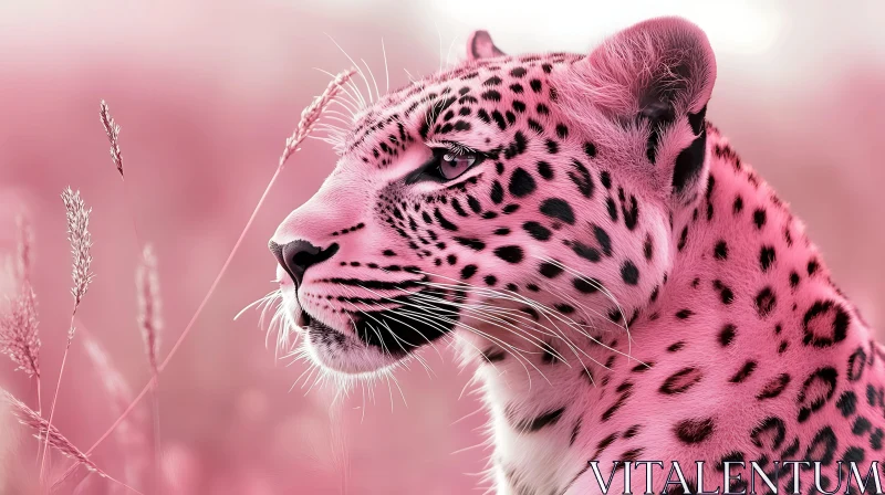 AI ART Surreal Pink Leopard in a Field