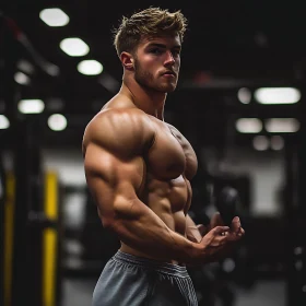 Muscular Man Posing in Gym