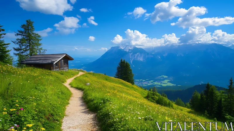 AI ART Picturesque Cabin Retreat in Mountain Scenery