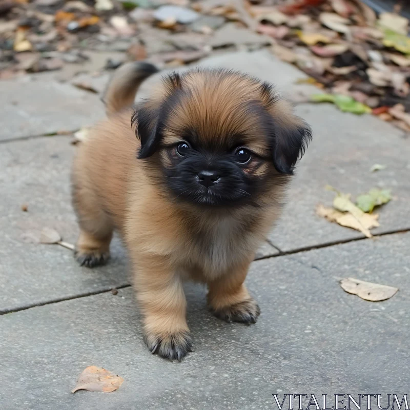 Cute Brown Puppy Outdoors AI Image