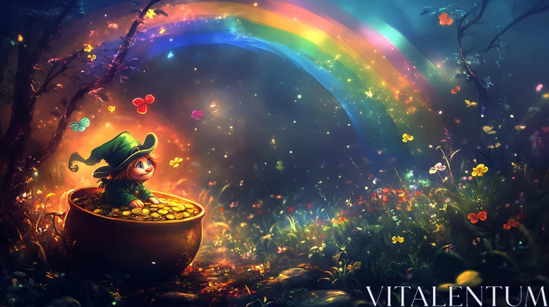 AI ART Leprechaun's Golden Haven Under Rainbow