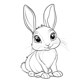 Monochrome Bunny Illustration for Children