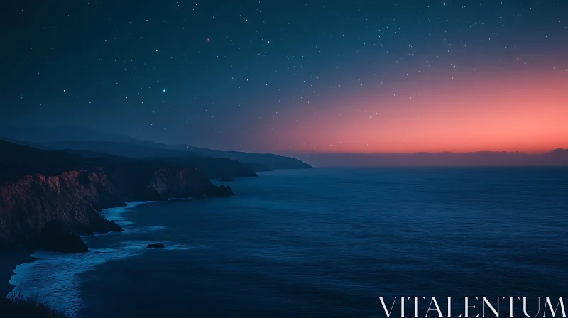 AI ART Starlit Ocean View at Dusk