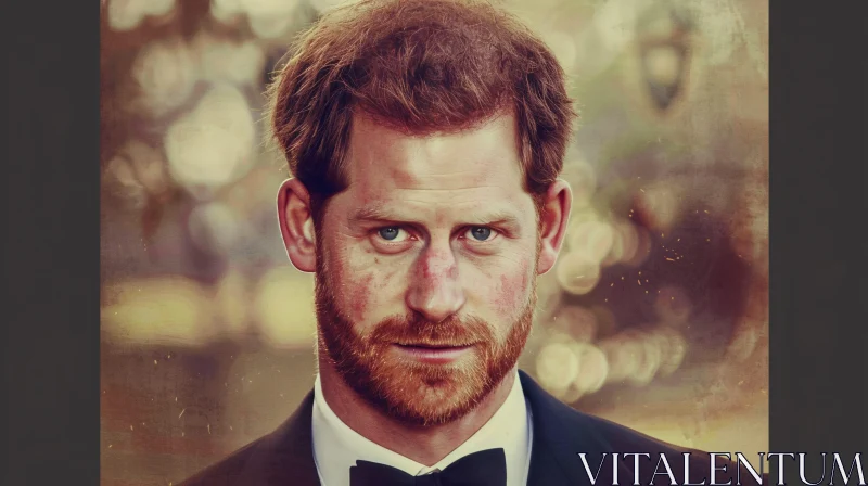 AI ART Formal Portrait of Prince Harry in Bow Tie