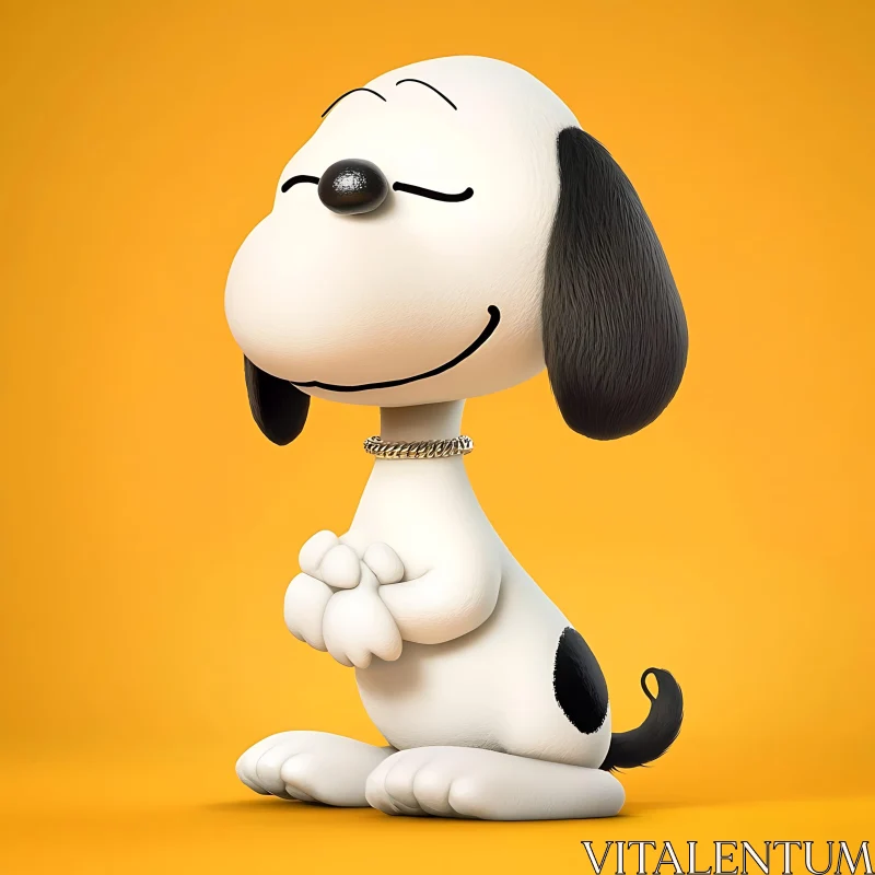 Cute Cartoon Dog with Closed Eyes AI Image