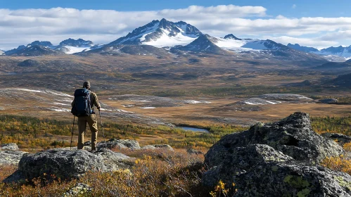 Hiker in Mountain Landscape