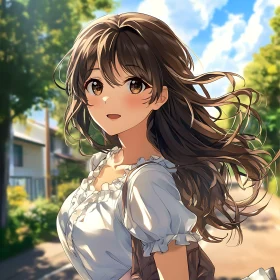 Summer Day Anime Girl Portrait