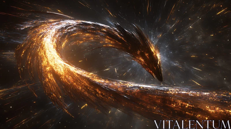 AI ART Abstract Golden Vortex in Deep Space