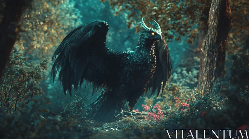 AI ART Fantasy Bird in Forest