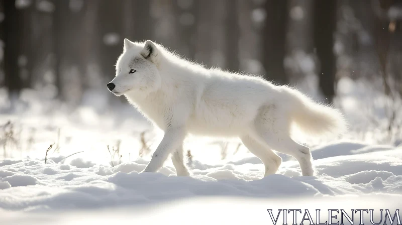 AI ART Arctic Wolf in Snowy Forest