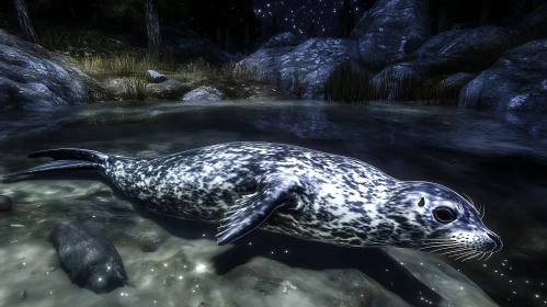 Seal Resting Under the Stars