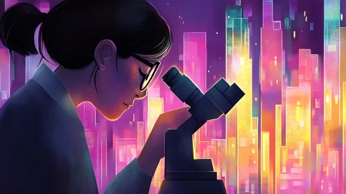 Woman Scientist and Microscope