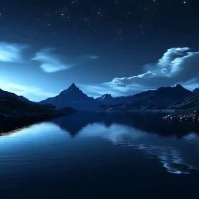 Night Lake Reflection