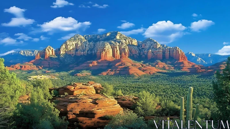 Arizona Mountain Landscape with Red Rocks AI Image