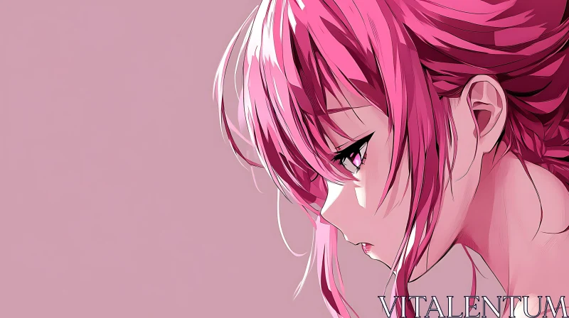 Pink-Haired Anime Girl Portrait AI Image