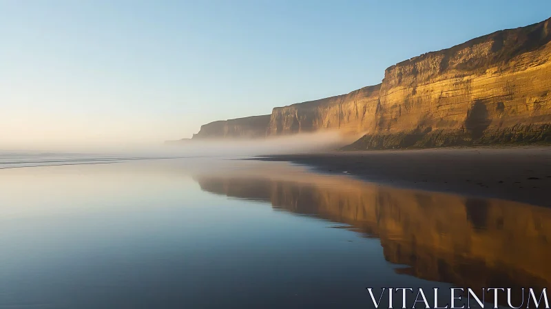 Still Water Cliffs Reflection AI Image