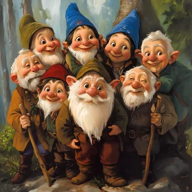 Seven Gnomes Portrait in Woods