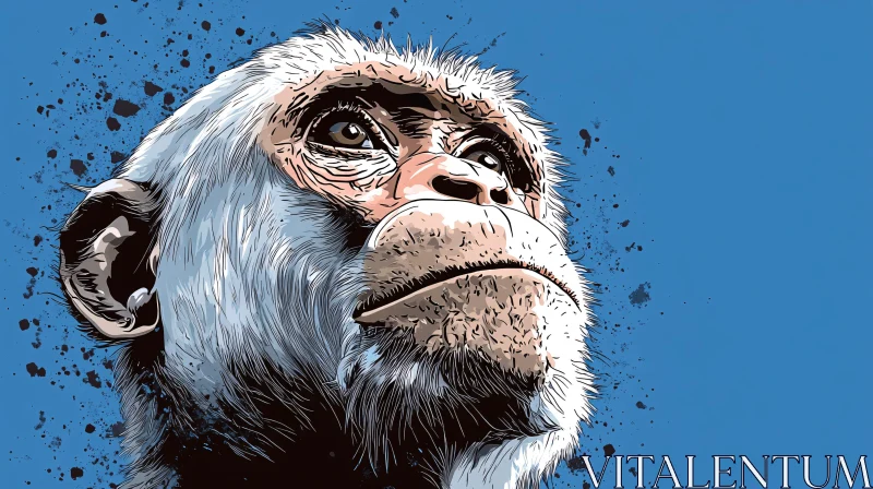 Thoughtful Monkey Art Portrait AI Image