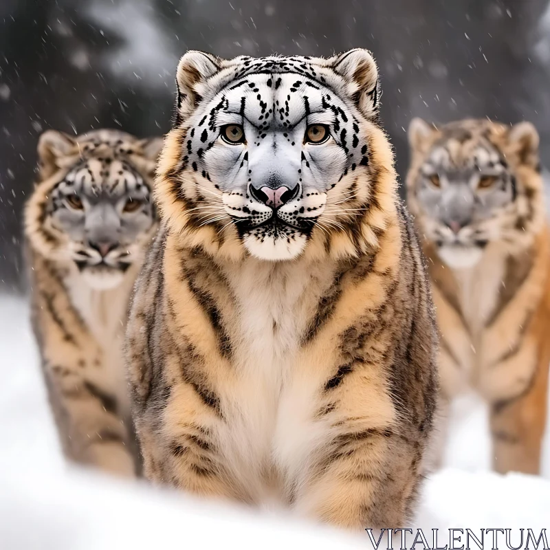 AI ART Majestic Snow Leopards in the Wild