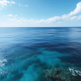 Seascape with Blue Ocean and Clouds