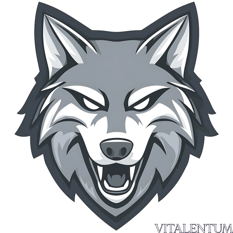 Stylized Wolf Portrait Illustration AI Image