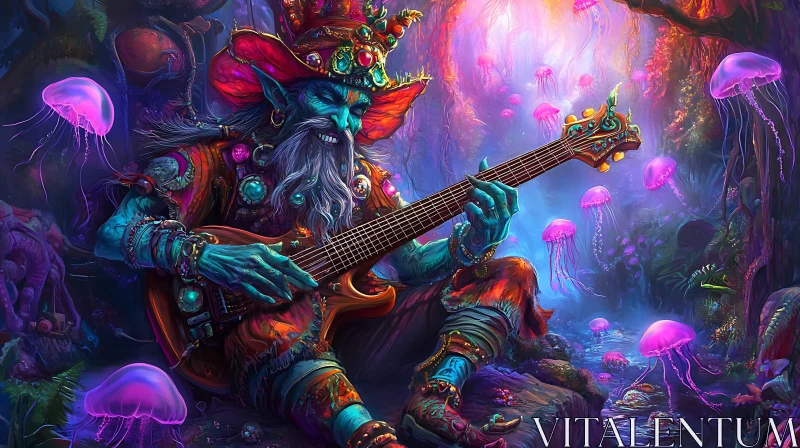 AI ART Surreal Elf Guitarist with Jellyfish