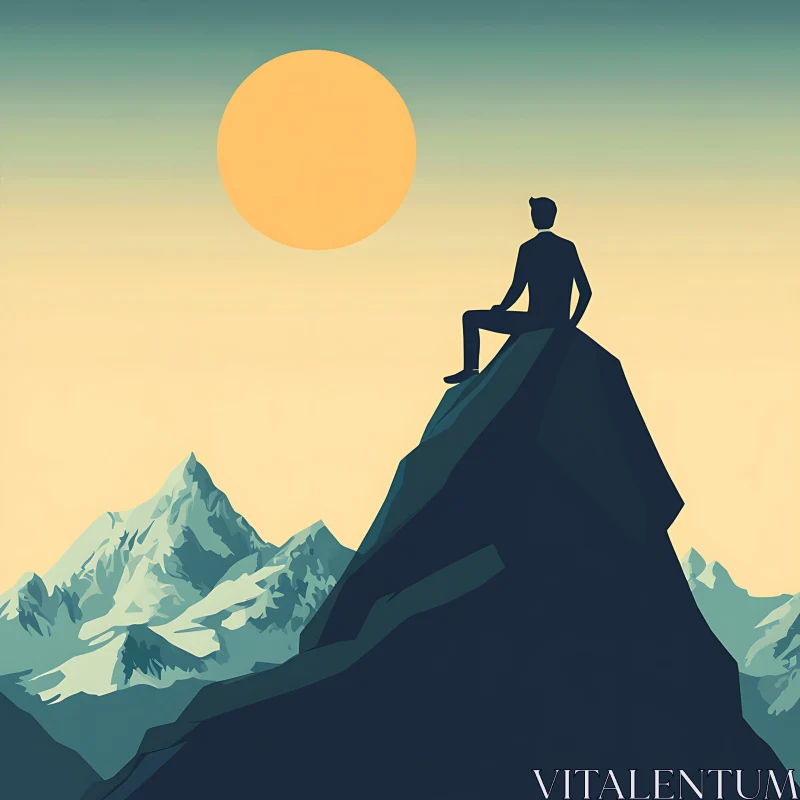 Man on Top of Mountain AI Image