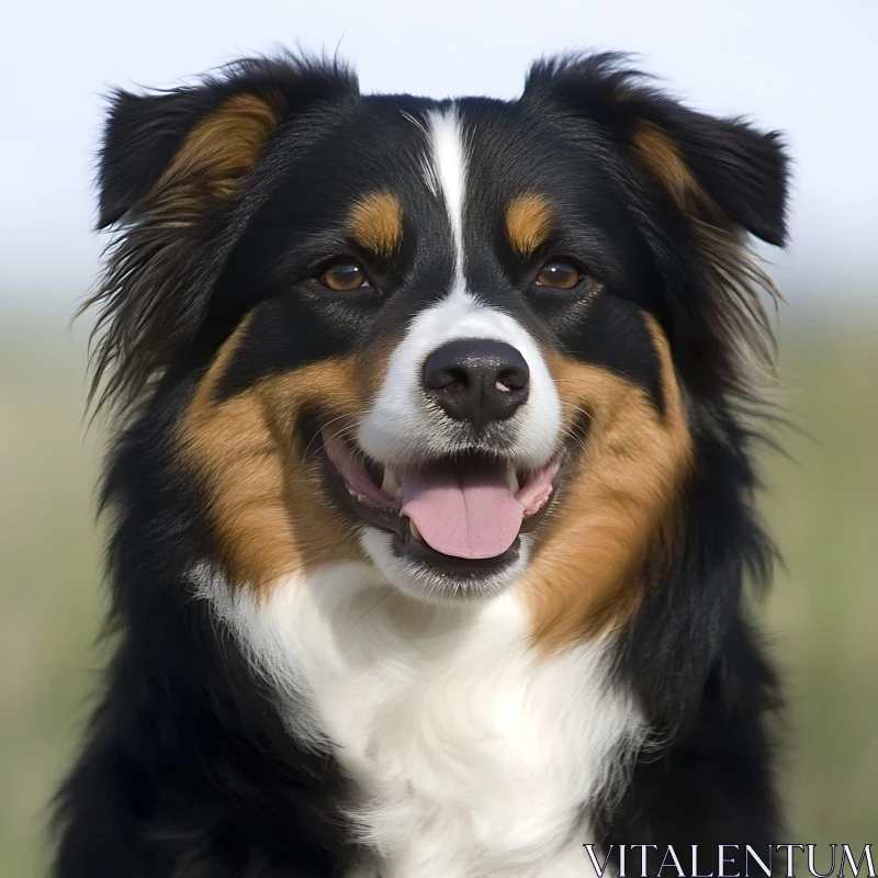 Happy Dog Portrait with Tricolor Coat AI Image