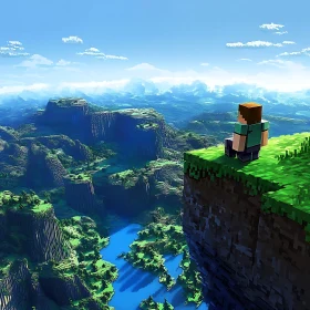 Pixelated Landscape: A Minecraft Journey