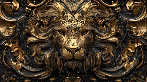 Luxurious Lion Head Gold Details