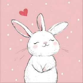 Charming Rabbit with Pink Heart