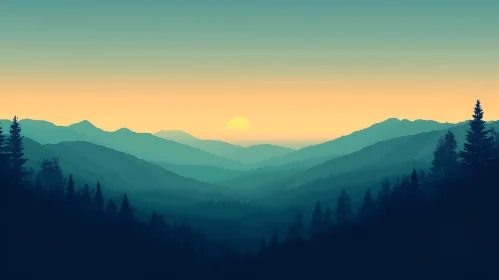 Layered Mountains at Dusk