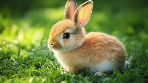 Cute Rabbit in a Field of Grass